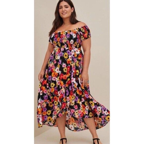 torrid Dresses & Skirts - Torrid Maxi Challis Off-Shoulder Tulip Hem Floral Maxi  Dress Plus Size 5X (28)